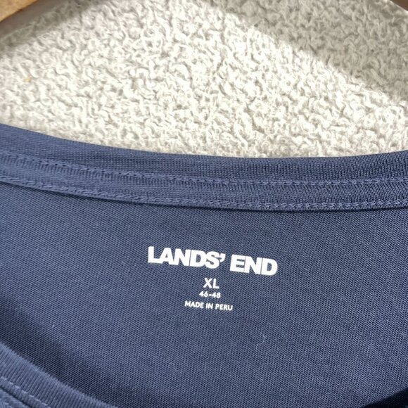 NWOT Land's End Men's XL Navy Blue Long Sleeve T-Shirt 100% Cotton Crewneck - Picture 6 of 8